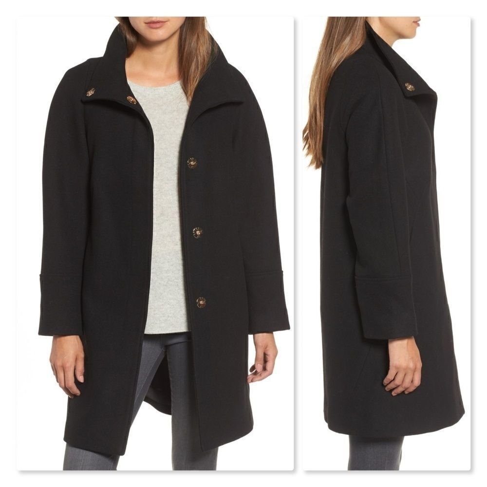 Eliza J Snap Front Wool Topper Coat sz 1X in Black